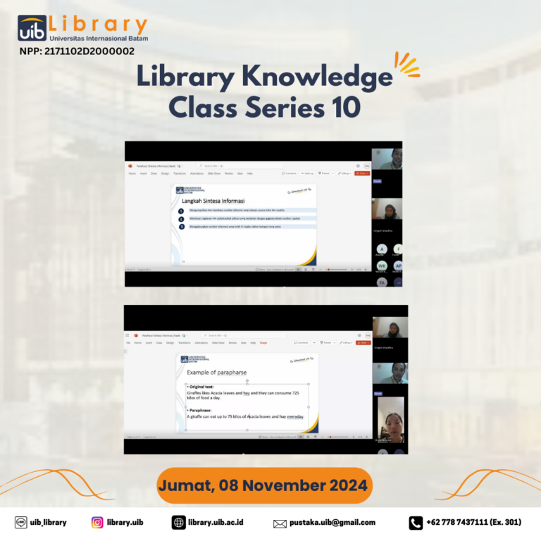 Pelaksanaan Library Knowledge Class Series 10