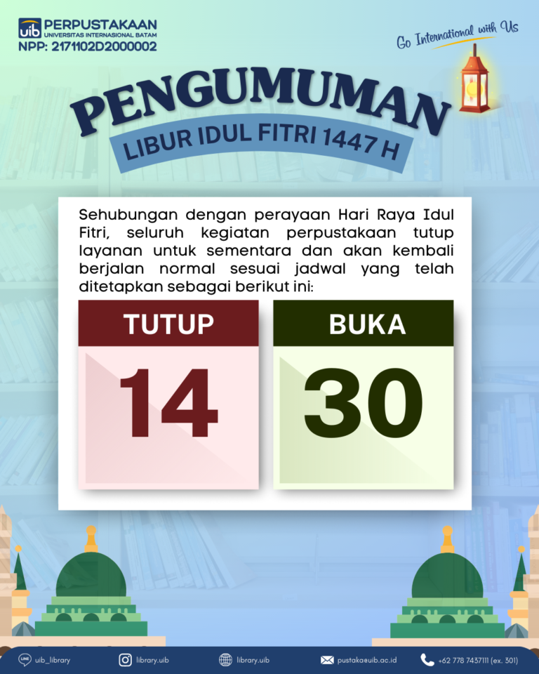Pengumuman Tutup Layanan Perpustakaan UIB dalam Rangka Idul Fitri 1447 H